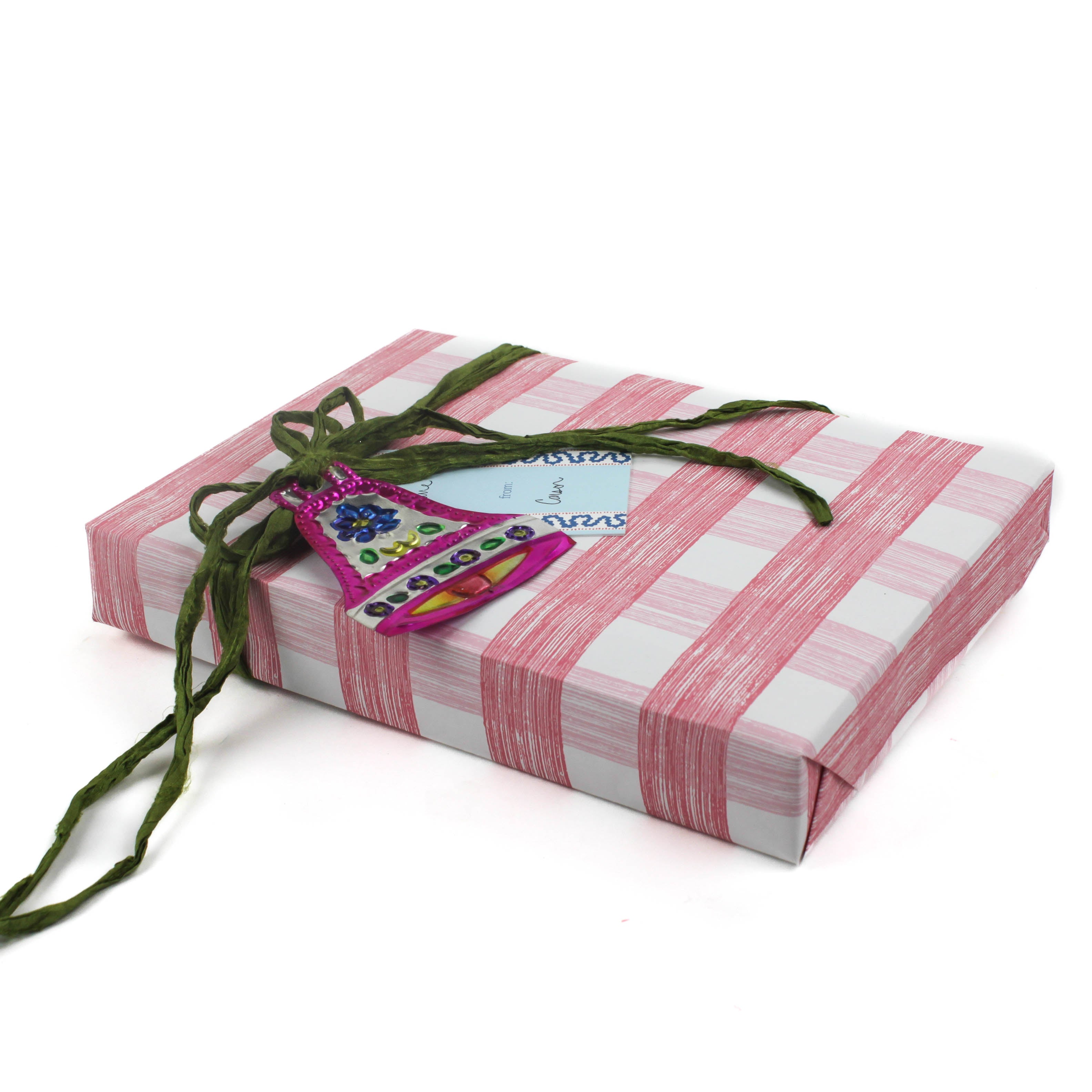A pink gingham wrapping paper 