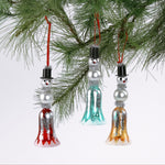set of 3 Glass Bell Snowmen christmas Ornaments