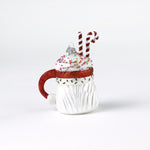 back view of a Glass Santa Mug with Glitter Candy Cane Christmas Ornament 