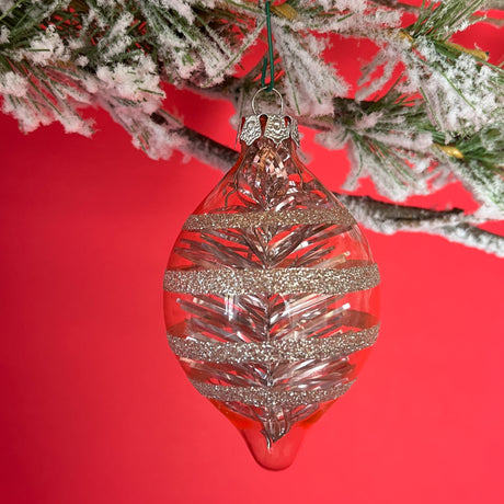 Vintage Style Pastel Glitter Glass Christmas Tree Ornaments, Set of 4
