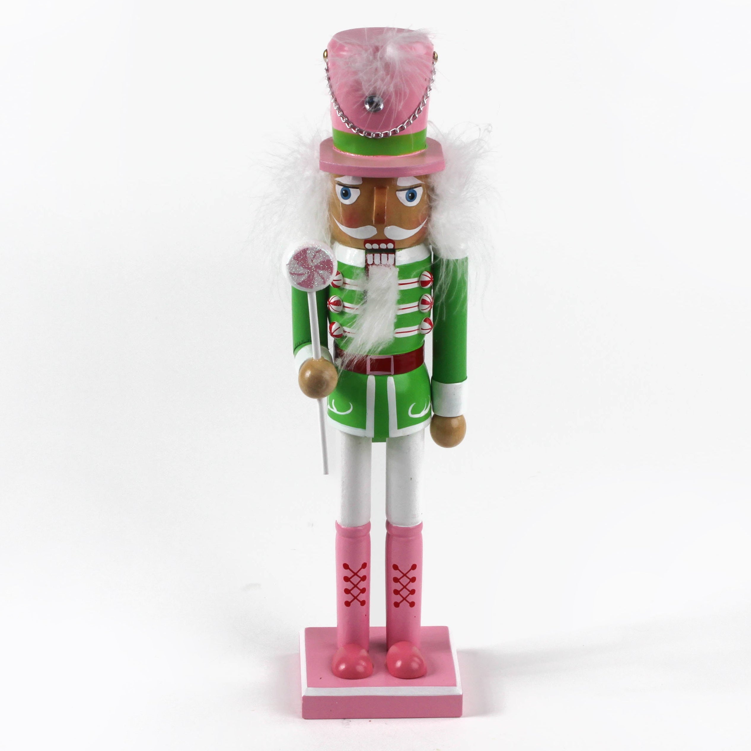 a Green Christmas Nutcracker Table Decorations on a white background. 