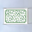 Acrylic tray featuring a green brushstroke motif pattern on the base