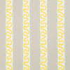 harbor trail yellow and white fabric by madcap cottage featuring beige and white stripes with a yellow squiggle motif on the white stripe