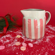 Hand-Painted Pink/White-Striped Pitcher