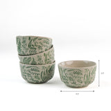 Hand-Stamped Botanic Leaf Bowls, Set of 4.