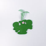 back of a Handcrafted Lobster Felt Christmas Ornament on a white background