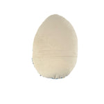 back of hooked pillow with Happy Easter text and colorful egg pattern design