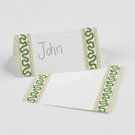 Harbor Trail Paper Place Cards in green shown on a white background