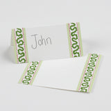 Harbor Trail Paper Place Cards in green shown on a white background