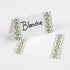 Harbor Trail Paper Place Cards in green and pink displayed on white background