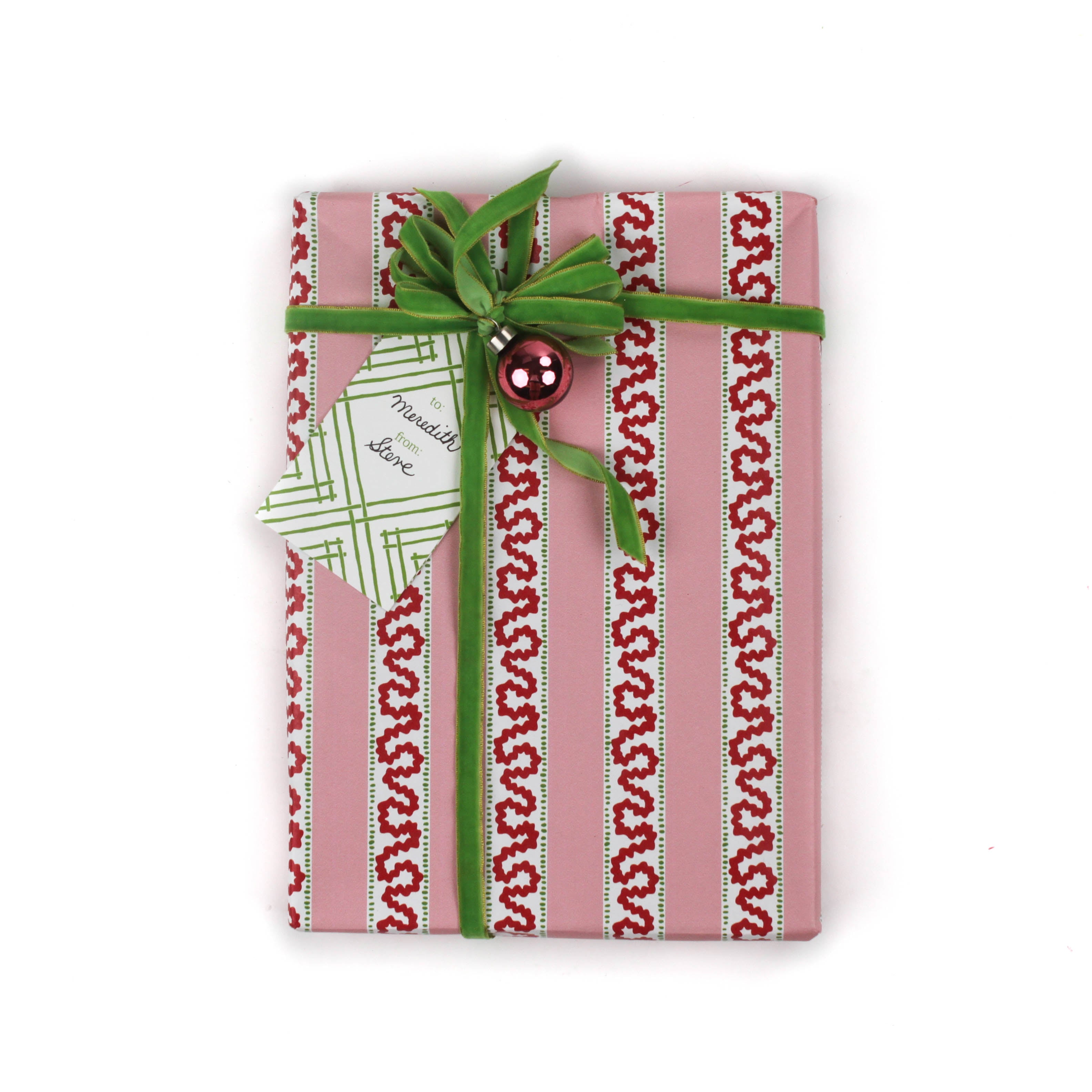 Pink/Red wrapping paper in fancy stripe patterns