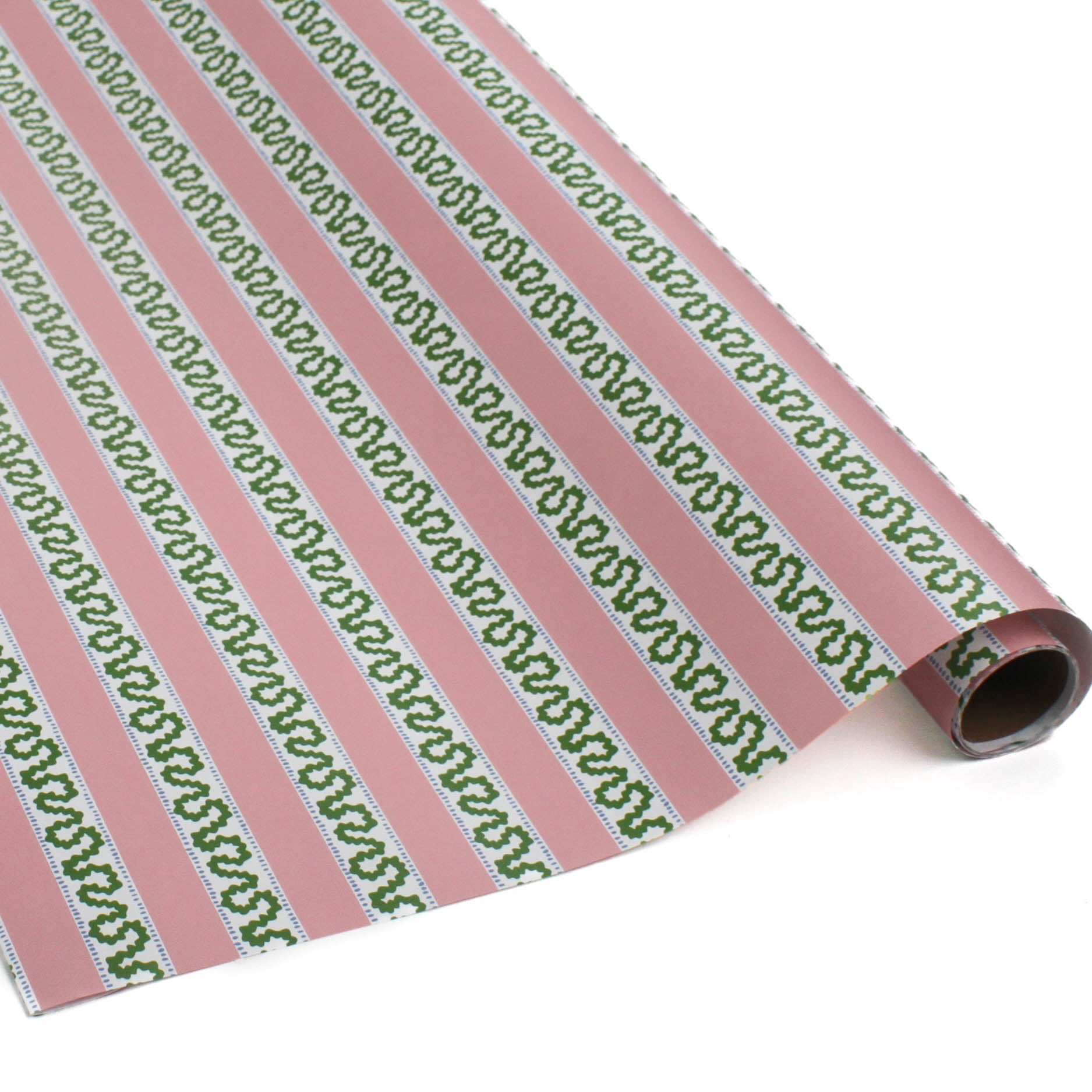 Pink and Green wrapping paper in fancy stripe patterns