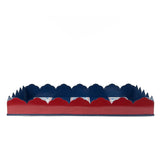 Harbor Trail red blue white striped tray side view with red and navy scalloped edge design.