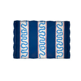 Harbor Trail red blue white striped tray top view with navy center panels and decorative wavy stripe pattern.