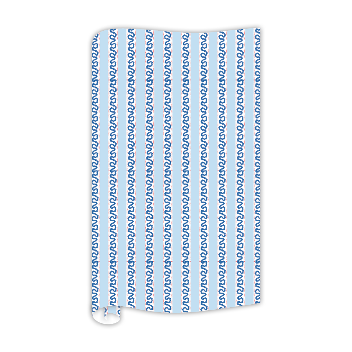 Blue wrapping paper in fancy stripe patterns