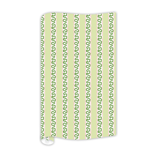 green wrapping paper in fancy stripe patterns