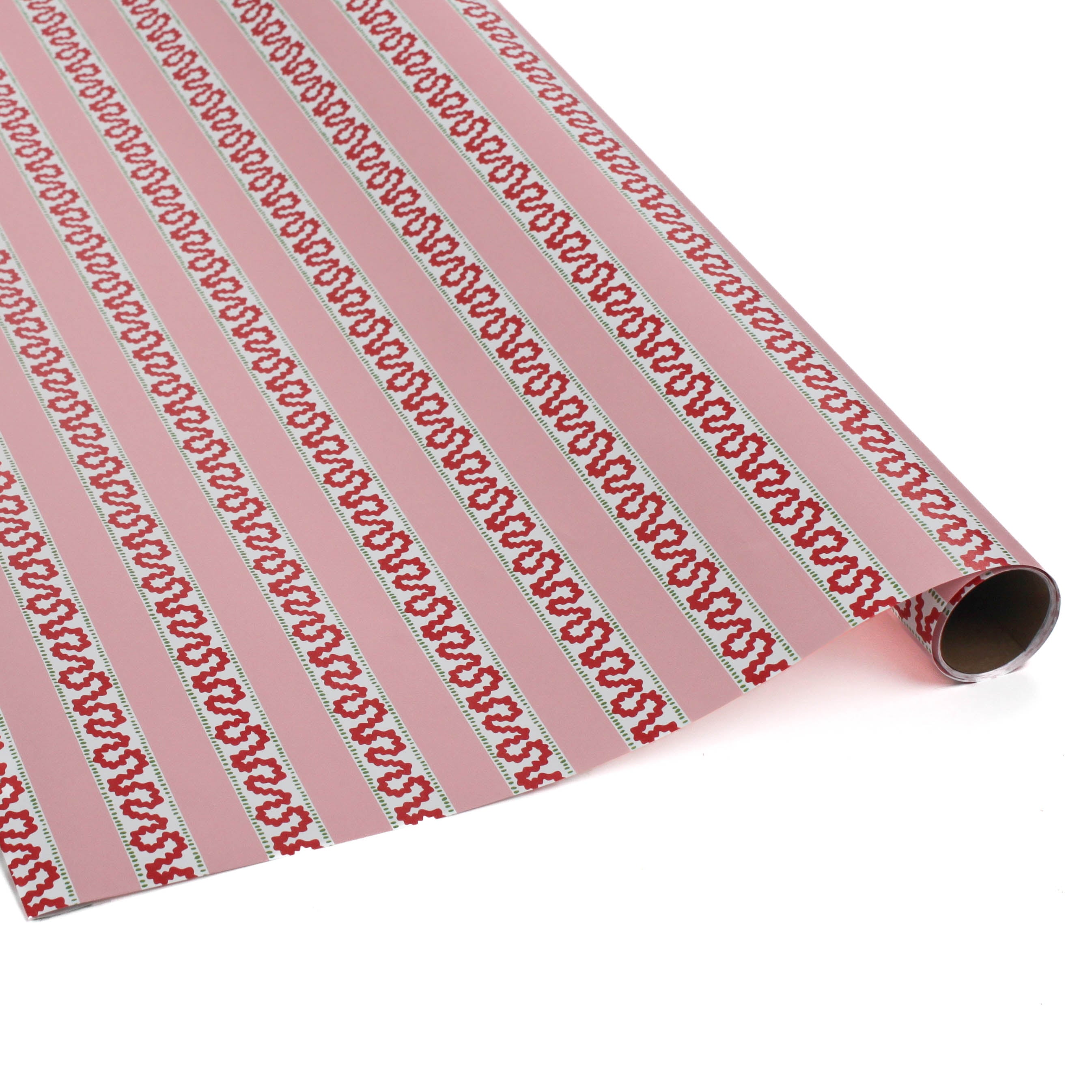 red and pink striped wrapping paper in fancy stripe patterns
