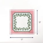 Harbor Trail square pink green blue acrylic tray large with dimension of 12" x 12".