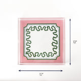 Harbor Trail square pink green blue acrylic tray large with dimension of 12" x 12".
