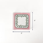 Harbor Trail square pink green blue acrylic tray medium with dimension of 8" x 8".