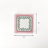 Harbor Trail square pink green blue acrylic tray medium with dimension of 8" x 8".