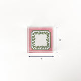 Harbor Trail square pink green blue acrylic tray small with dimension of 6" x 6".