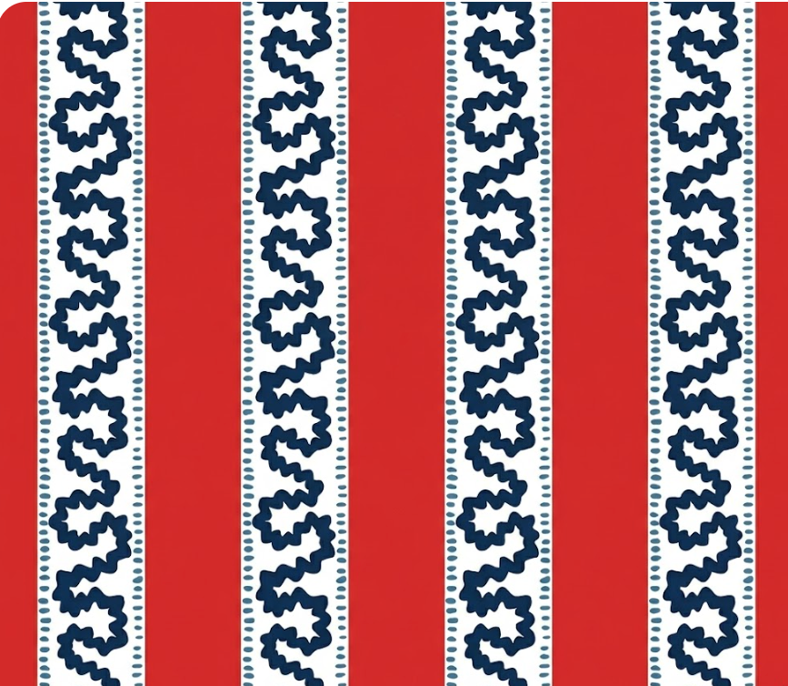 Patterned wallpepr with red, white, and blue stripes