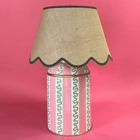Harbor Trail Hand-Painted Pink and Green Lamp