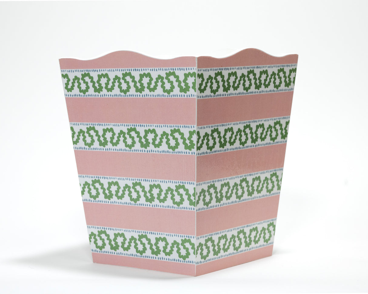 Harbor Trail Pink and Green Wastepaper Basket