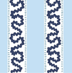 harbor trail blue and white fabric by madcap cottage featuring light blue and white stripes with a light blue squiggle motif on the white stripe