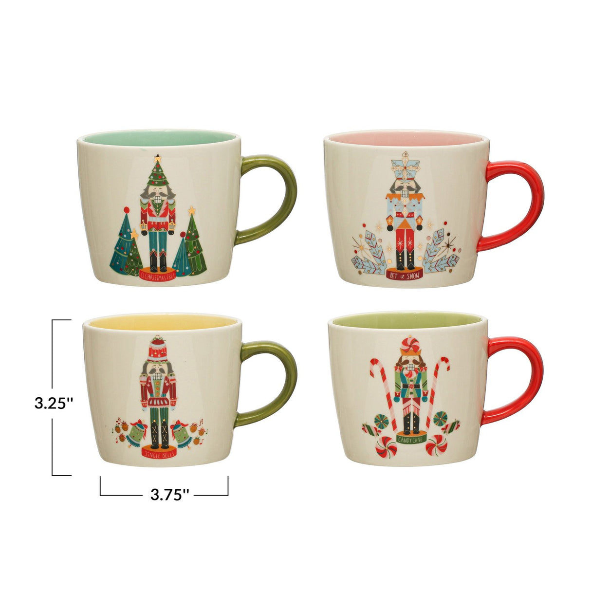 Nutcracker Ceramic Christmas Mugs, Set of 4