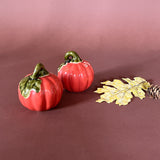 Vintage Ceramic Pumpkin Salt and Pepper Shakers, Set of 2