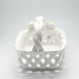 Vintage Italian Ceramic Woven Handled Basket Centerpiece