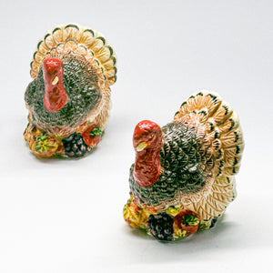 Vintage Ceramic Thanksgiving Turkeys Salt/Pepper Shakers, Set of 2