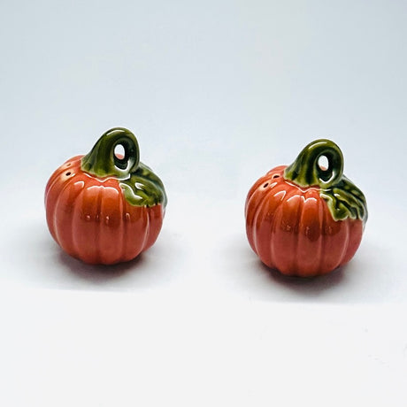 Vintage Ceramic Pumpkin Salt and Pepper Shakers, Set of 2