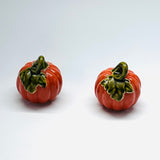 Vintage Ceramic Pumpkin Salt and Pepper Shakers, Set of 2