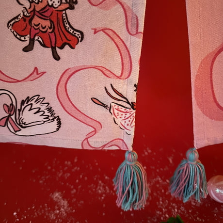 Nutcracker with Ribbons/Christmas Swan Tea Towel/Dish Towel/Guest Towel