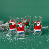 Vintage Santa Drinks Glasses, Set of 4