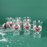 Vintage Tall Christmas Candy Cane Drinks Glasses, Set of 6