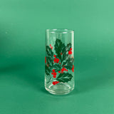 Vintage Holly Ice Bucket and Tall Holly Sprigs Drinks Glasses, Set of 5