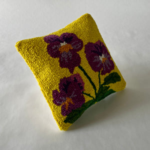 Pansies Hooked Wool 10" Square Pillow