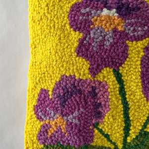 Pansies Hooked Wool 10" Square Pillow