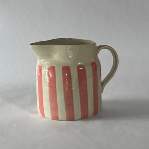 Hand-Painted Pink Stripe Christmas Pitcher