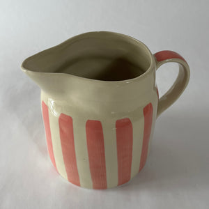 Hand-Painted Pink Stripe Christmas Pitcher