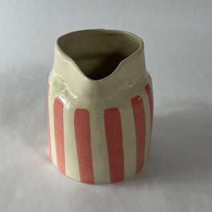 Hand-Painted Pink Stripe Christmas Pitcher