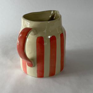 Hand-Painted Pink Stripe Christmas Pitcher