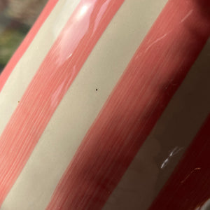 Hand-Painted Pink Stripe Christmas Pitcher