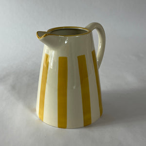 Hand-Painted Yellow Stripe Stoneware Pitcher