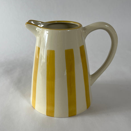 Hand-painted Yellow Stripe Stoneware Pitcher