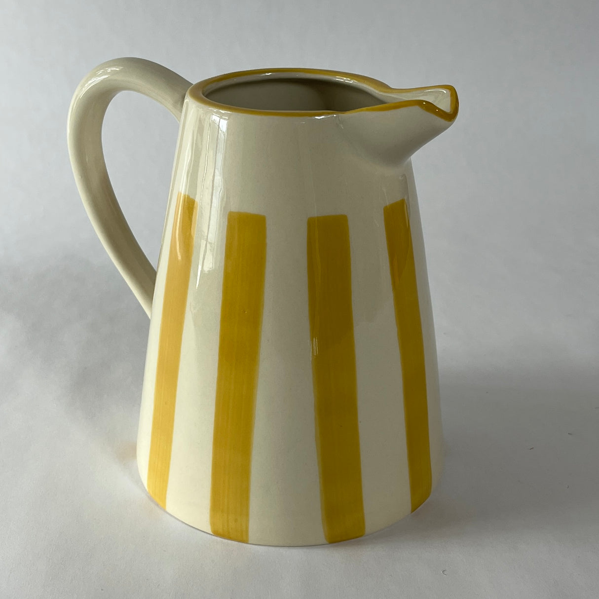 Hand-painted Yellow Stripe Stoneware Pitcher